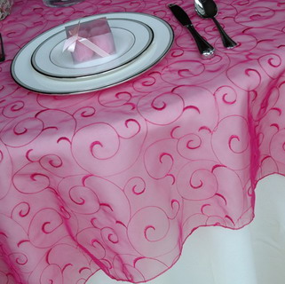 square embroidery organza overlay-pink