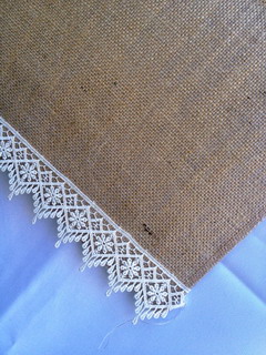 hessian runner with lace end