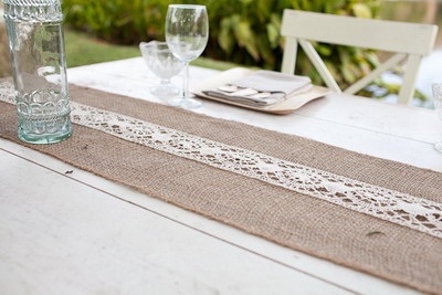 lace hessian runner