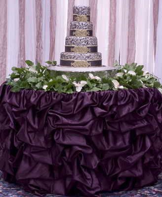 puffy satin table skirt