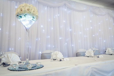 chiffon backdrop with swag