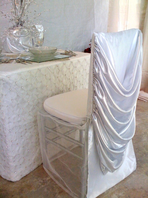 satin swag back chair cover