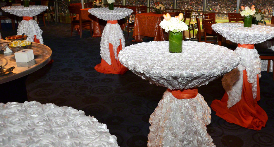rosette taffeta cloth for high table