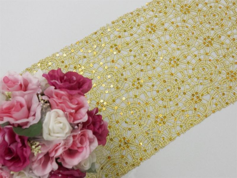 lace with paillette runner-gold
