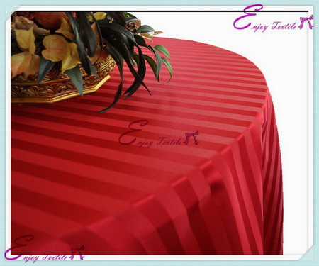 stripe damask table cloth-red