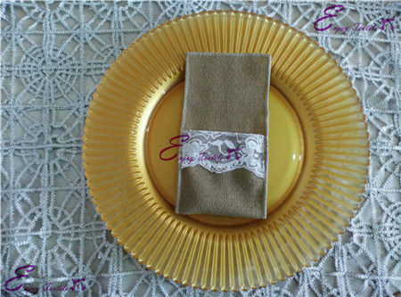 burlap&lace cutlery holder