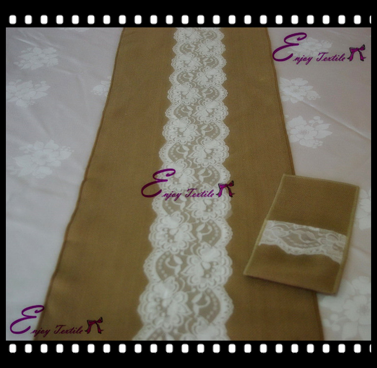 burlap runner with lace middle(10cm)