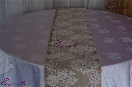 burlap runner with full lace