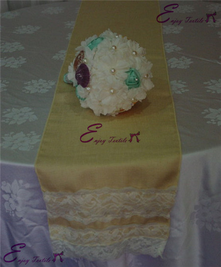 burlap runner with lace end