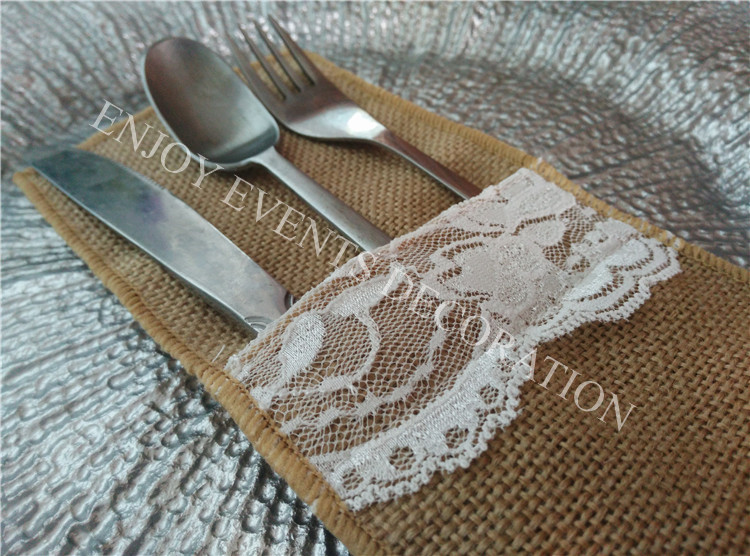 burlap/hessian cutlery holders