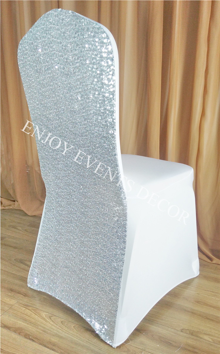 YHC#64 Silver Sequins Back Spandex Chair Cover