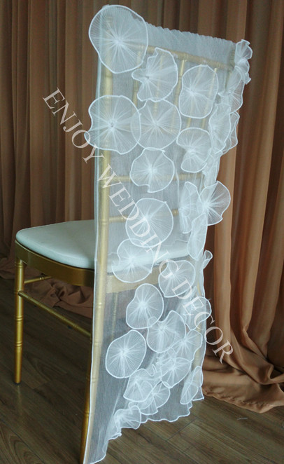 handmade ruffled organza flower chair cover