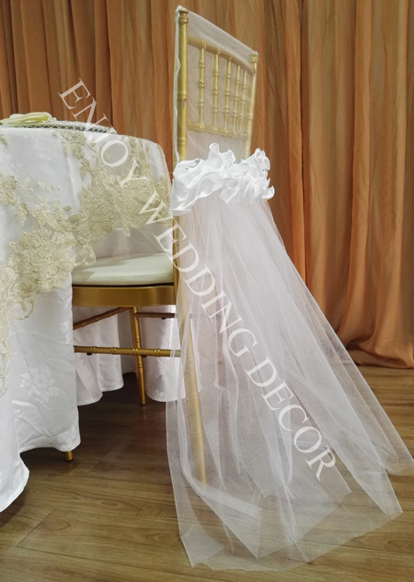 tutu with ruffled satin chair cover