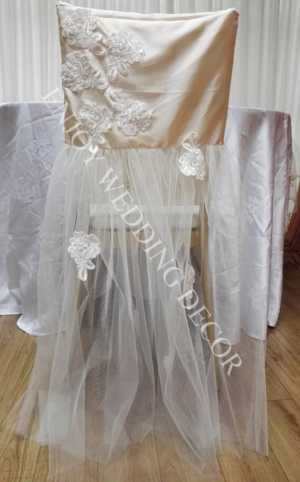 tutu with lace flower chair cover