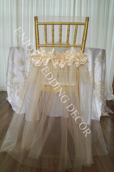 tutu with ruffled satin chair cover