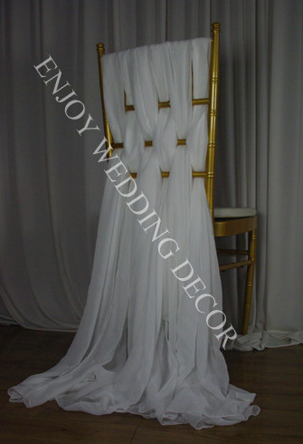 white chiffion fabric chair cover