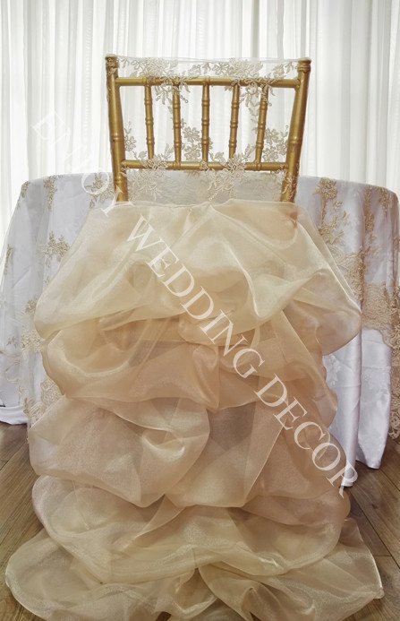 lace with rosetta organza chair cover
