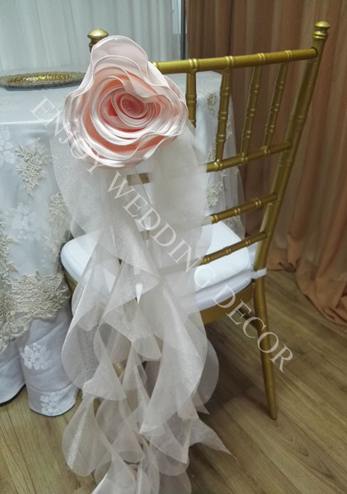 organza willow with satin flower chair sash