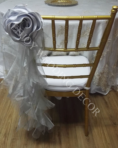 organza willow with satin flower chair sash
