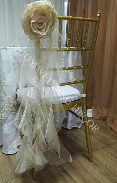 organza willow with satin flower chair sash