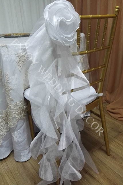 organza willow with satin flower chair sash