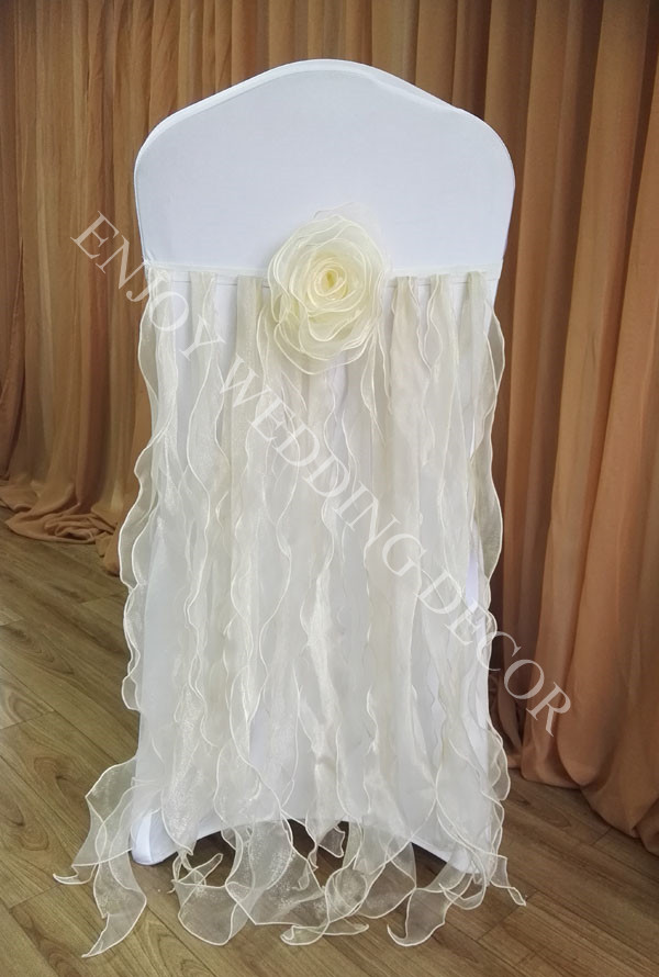 organza willow with flower chair cover