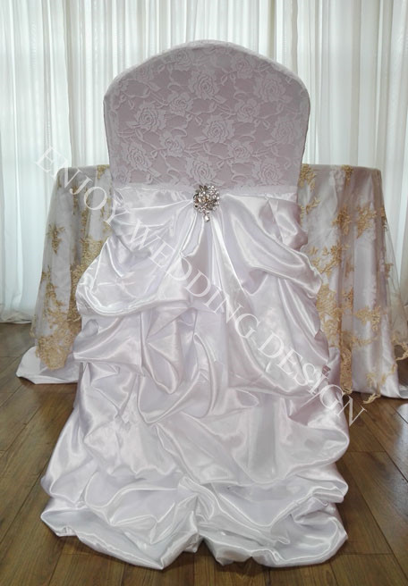 lace cover with satin floral skirt chair cover