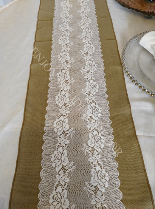 lace burlap table runner