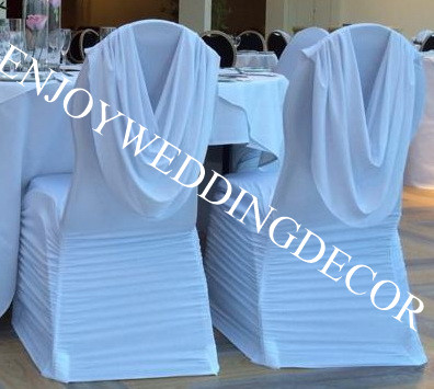 YHC#58 Ruffled Spandex Chair Cover with Swag